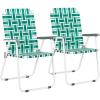 imageVINGLI Patio Lawn Webbed Folding Chairs Set of 2 Outdoor Beach Chair Portable Dining Chair for Yard Garden Red ClassicGreen