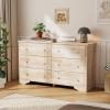 imageVINGLI Unfinished 6 Drawer Dresser Natural Solid Wood Dresser Color DIY Upgraged Rustic Farmhouse Tall Dresser with Spacious Storage Chests of Drawers with Full Extension Drawer Slides177D x 57W x 33H 6 Drawers