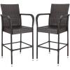 imageVINGLI Wicker Bar Stools Outdoor Set of 2 Outdoor Bar Height Chairs Patio Furniture Bar Stools Wicker for Garden Pool Lawn Backyard