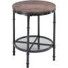 imageVINGLI Wood Round End Table 20quot Vintage Brown End Table Sofa Side Table Small Circle Table for Living Room Rustic Farmhouse Wooden End Table with Metal Mesh for Room Corner Living Room Bedroom
