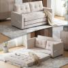 imageVINGLUpgraded Loveseat Sleeper 535quot W 83quot L Convertible Sofa Bed Couch Futon Couches for Living Room Twin Folding Couch Bed for Small Spaces Foldable Floor Gaming Sofa Bed for Basement Dark GreyBeige