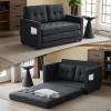imageVINGLUpgraded Loveseat Sleeper 535quot W 83quot L Convertible Sofa Bed Couch Futon Couches for Living Room Twin Folding Couch Bed for Small Spaces Foldable Floor Gaming Sofa Bed for Basement Dark GreyBlack