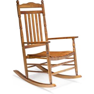 imageVINGLI 2 PCS Wood Rocking Chair Outdoor with 450 lbs Support Patio Rocking Chair Set of 2 Solid Wood High Back Seat Reclining Seat for Deck Garden Backyard Porch Indoor or Outdoor Use WhiteOak