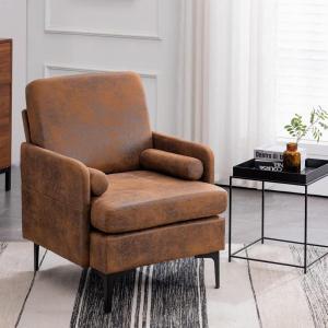 imageVINGLI 25quot W 23quot D Rustic Accent Chairs Set of 2 Comfy Cross Legged Reading Chairs Upholstered Cozy Sofa Armchairs Corner Sitting Chairs Modern Office Chairs for Living Room Bedroom ReceptionMicrofiberrustic