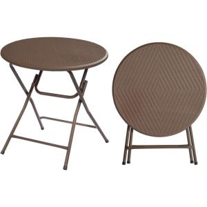 imageVINGLI 32quot Round Folding Commercial Banquet Table Portable Plastic Coffee Card Dining Table for Kitchen or Outdoor Party Wedding Event 1 Pack BrownBrown