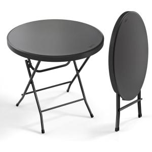 imageVINGLI 32quot Round Folding Commercial Banquet Table Portable Plastic Coffee Card Dining Table for Kitchen or Outdoor Party Wedding Event 1 Pack BrownBlack