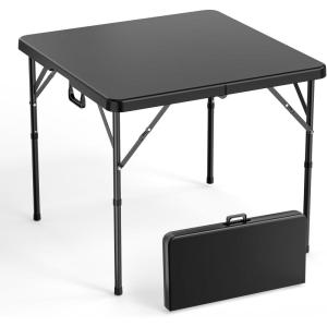 imageVINGLI 34quot Fold in Half Square Table BiFolding Commercial Table Portable Plastic Dining Card Table for Kitchen or Outdoor Party Wedding Event WhiteBlack