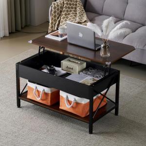 imageVINGLI 36quot Lift Top Coffee Table with Free Cloth Storage Bins White Walnut Framhouse Coffee Tables for Living Room Small Modern Coffee Table for Small Space in Minimalistic Style Dark WalnutRustic Espressoblack