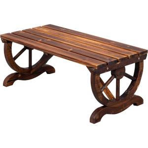 imageVINGLI 41quot Rustic Wooden Wheel Bench Outdoor Bench 2Person Patio Bench Wagon Slatted Seat Garden Benches for Outdoors 350lbs High Capacity Weather ResistanceRustic