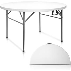 imageVINGLI 48quot Round BiFolding Commercial Table 4 Feet Portable Plastic Dining Card Table for Kitchen or Outdoor Party Wedding Event 1Pack1