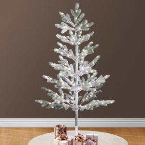 imageVINGLI 4ft Lighted Artificial Pine Tree Flocked Christmas Tree with 325 Warm White Lights for Indoor Outdoor Christmas Festival Party Decoration