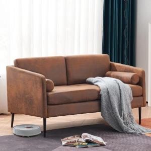 imageVINGLI 52quotW Deep Couches for Living Room Mini Modern Mid Century Tufted Futon Sofa Loveseat RetroVintage Microfiber 2 Club Seater Love Seat Sofas for Bedroom Office RV Loft Small Spaces Rustic