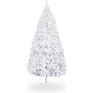 imageVINGLI 6 ft White Unlit Artificial Christmas Pine Tree Xmas Tree Holiday Party Decoration with Sturdy Metal Stand Full 1100 Tips Branch for Indoor and Outdoor