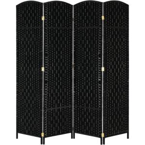 imageVINGLI 6Panels Tall Rattan Room Divider 6 FT Folding Privacy Screen Indoor Partition Wall Dividers Freestanding Hinged Space Separator Dark BrownBlack