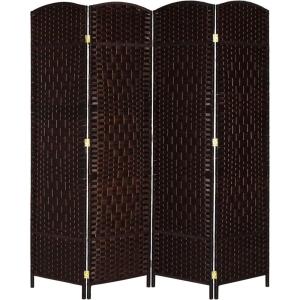 imageVINGLI 6Panels Tall Rattan Room Divider 6 FT Folding Privacy Screen Indoor Partition Wall Dividers Freestanding Hinged Space Separator Dark BrownDark Brown