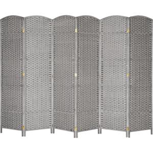 imageVINGLI 6Panels Tall Rattan Room Divider 6 FT Folding Privacy Screen Indoor Partition Wall Dividers Freestanding Hinged Space Separator Dark BrownGrey