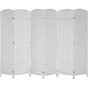 imageVINGLI 6Panels Tall Rattan Room Divider 6 FT Folding Privacy Screen Indoor Partition Wall Dividers Freestanding Hinged Space Separator Dark BrownWhite