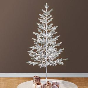 imageVINGLI 6ft Lighted Artificial Pine Tree Flocked Christmas Tree with 550 Warm White Lights for Indoor Outdoor Christmas Festival Party Decoration