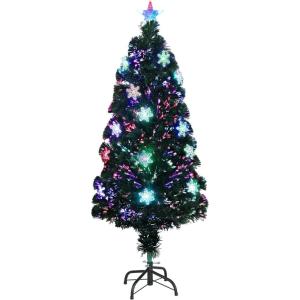 imageVINGLI 6ft Prelit Fiber Optic Artificial Christmas Tree wMulticolor LED Lights Snowflakes ampamp Top Star Lighted Xmas Tree for Indoor Holiday Home Decoration4FT