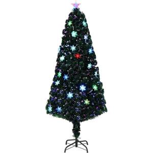 imageVINGLI 6ft Prelit Fiber Optic Artificial Christmas Tree wMulticolor LED Lights Snowflakes ampamp Top Star Lighted Xmas Tree for Indoor Holiday Home Decoration7in