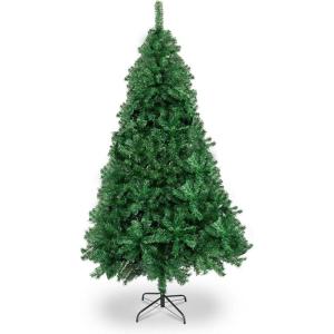 imageVINGLI 7 ft Green Unlit Artificial Christmas Pine Tree Xmas Tree Holiday Party Decoration with Sturdy Metal Stand Full 1450 Tips Branch for Indoor and Outdoor