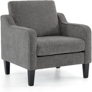 imageVINGLI Mid Century Modern Fabric Accent ChairBeige for Living Room Upholstered Armchair with Scooped Arms for BedroomApartmentStudioOfficeWaiting RoomBeigeLight Grey Chenille