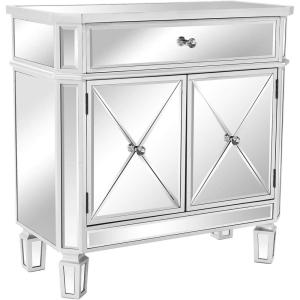 imageVINGLI Mirrored Cabinet Mirrored Nightstand Mirrored Dresser Accent Chest Large Mirror Nightstand with 1 Drawer and Two Doors 275W x 134D x 275H Mirror