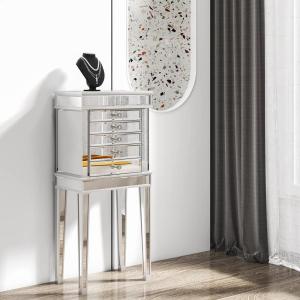 imageVINGLI Mirrored Jewelry Armoire Mirror Jewelry Cabinet Standing with 6 Drawers ampamp 2 Side Doors Jewelry Armoire Cabinet Standing Jewelry Box Mirrored Jewelry Chest Standing Jewelry Box Silver