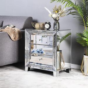 imageVINGLI Mirrored Nightstand Set of 2 Mirrored SideEnd Table for Living Room Glass Silver Nightstand Crushed Glass Mirror Night Stand Contemporary Night Table Mirror Bedroom Furniture Set23W x 138D x 248H