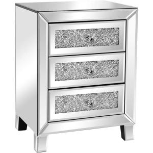 imageVINGLI Mirrored Nightstand Set of 2 Mirrored SideEnd Table for Living Room Glass Silver Nightstand Crushed Glass Mirror Night Stand Contemporary Night Table Mirror Bedroom Furniture Set1772W x 1378D x 2362H