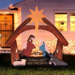 imageVINGLI Outdoor Nativity Scene Weatherproof Nativity Sets for Christmas Outdoor Decor Large Holy Family Nativity Set Outside Display Christmas Decorations for Front Yard and LawnWhiteMulticolor