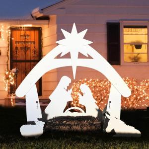 imageVINGLI Outdoor Nativity Scene Weatherproof Nativity Sets for Christmas Outdoor Decor Large Holy Family Nativity Set Outside Display Christmas Decorations for Front Yard and LawnWhiteWhite