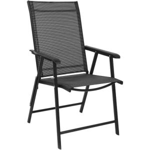 imageVINGLI Upgraded Version Set of 2 Folding Chairs with Arms Portable Patio Chairs for Outdoor ampamp Indoor Sling Back Chairs for Lawn Pool Courtyard Balcony ampamp Garden GreyBlack