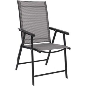 imageVINGLI Upgraded Version Set of 2 Folding Chairs with Arms Portable Patio Chairs for Outdoor ampamp Indoor Sling Back Chairs for Lawn Pool Courtyard Balcony ampamp Garden GreyGrey
