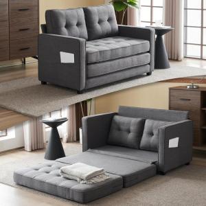 imageVINGLUpgraded Loveseat Sleeper 535quot W 83quot L Convertible Sofa Bed Couch Futon Couches for Living Room Twin Folding Couch Bed for Small Spaces Foldable Floor Gaming Sofa Bed for Basement Dark GreyGrey