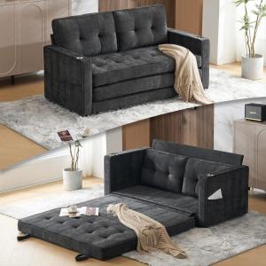 imageVINGLUpgraded Loveseat Sleeper 535quot W 83quot L Convertible Sofa Bed Couch Futon Couches for Living Room Twin Folding Couch Bed for Small Spaces Foldable Floor Gaming Sofa Bed for Basement Dark GreyDark Grey