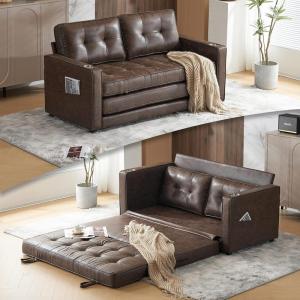 imageVINGLUpgraded Loveseat Sleeper 535quot W 83quot L Convertible Sofa Bed Couch Futon Couches for Living Room Twin Folding Couch Bed for Small Spaces Foldable Floor Gaming Sofa Bed for Basement Dark GreyRustic