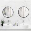 imageVINGLI 30inch Black Round Wall Mirror Metal Framed Round Wall Mounted Decorative Mirror Modern and Contemporary Decor for Entryways Bathrooms Living Rooms Vanity
