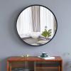 imageVINGLI 30inch Black Round Wall Mirror Metal Framed Round Wall Mounted Decorative Mirror Modern and Contemporary Decor for Entryways Bathrooms Living Rooms Vanity