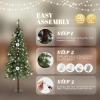 imageVINGLI 5ft Prelit Artificial Christmas Tree with Warm White LED Light Slim Xmas Tree with 230 Realistic Branch Tips for Home Office Party Decoration Indoor OutdoorGreen