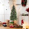 imageVINGLI 5ft Prelit Artificial Christmas Tree with Warm White LED Light Slim Xmas Tree with 230 Realistic Branch Tips for Home Office Party Decoration Indoor OutdoorGreen
