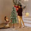 imageVINGLI 5ft Prelit Artificial Christmas Tree with Warm White LED Light Slim Xmas Tree with 230 Realistic Branch Tips for Home Office Party Decoration Indoor OutdoorGreen