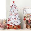 imageVINGLI 6ft White Prelit Artificial Christmas Pine Tree with 250 Warm White Lights Xmas Tree Holiday Party Decorations with Sturdy Metal Stand Full 900 Tips Branch 8 Color Modes