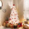 imageVINGLI 6ft White Prelit Artificial Christmas Pine Tree with 250 Warm White Lights Xmas Tree Holiday Party Decorations with Sturdy Metal Stand Full 900 Tips Branch 8 Color Modes