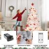 imageVINGLI 6ft White Prelit Artificial Christmas Pine Tree with 250 Warm White Lights Xmas Tree Holiday Party Decorations with Sturdy Metal Stand Full 900 Tips Branch 8 Color Modes