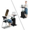 imageVINGLI Lectern Podium Stand Mobile Height Adjustable Church Classroom Lecture Portable Presentation Concert Podium Reading or Laptop Desk with Edge Stopper Black