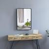 imageVINGLI Rectangle Wall Mirror 36quot24quot Rounded Rectangular Mirror Black Bathroom Mirror with Metal Frame Mid Century Modern Mirror Contemporary Mirror for Bedroom Entryway VerticallyHorizontally