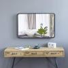 imageVINGLI Rectangle Wall Mirror 36quot24quot Rounded Rectangular Mirror Black Bathroom Mirror with Metal Frame Mid Century Modern Mirror Contemporary Mirror for Bedroom Entryway VerticallyHorizontally