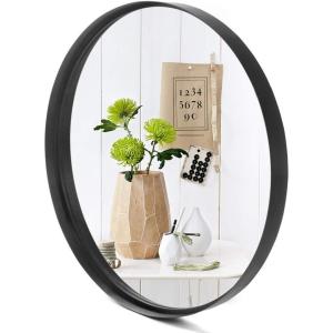 imageVINGLI 30inch Black Round Wall Mirror Metal Framed Round Wall Mounted Decorative Mirror Modern and Contemporary Decor for Entryways Bathrooms Living Rooms Vanity