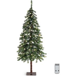 imageVINGLI 5ft Prelit Artificial Christmas Tree with Warm White LED Light Slim Xmas Tree with 230 Realistic Branch Tips for Home Office Party Decoration Indoor OutdoorGreen